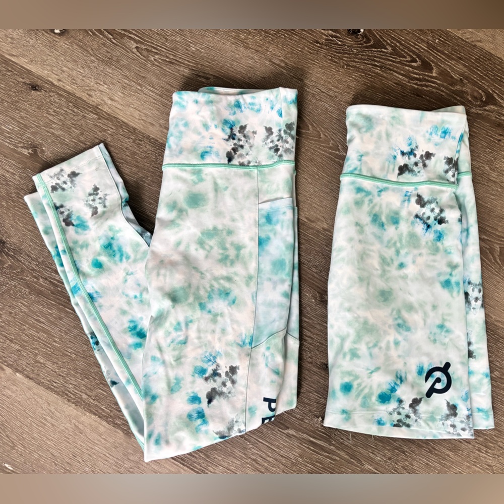Peloton Tie-Dye Aqua & White High-Waist Leggings